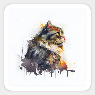 Colorful illustrated cat head Sticker